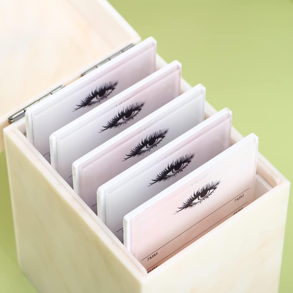 5 Layers Acrylic Eyelash Storage Box, Makeup Eyelashes Extension Close-Packed Display with 5 Pallets, Grafting False Eyelashes Glue Pallet Holder Display Organizer (5 Layers Marble Yellow)