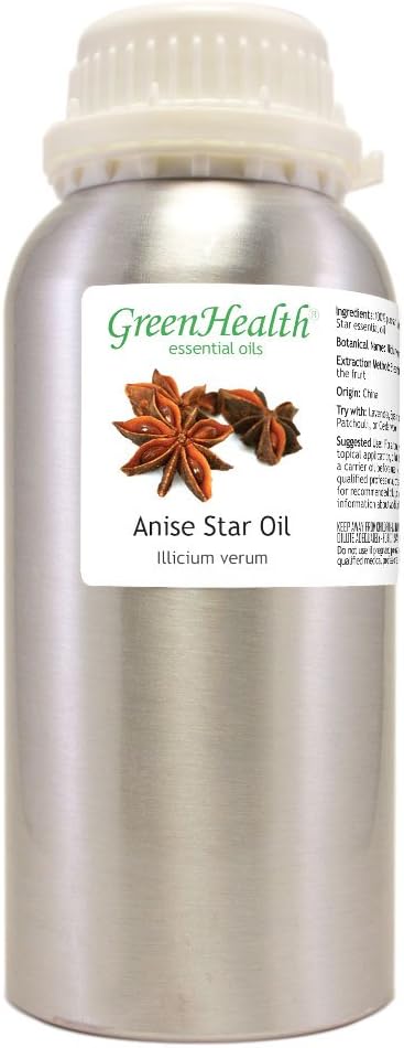 Anise Star Essential Oil 16 oz – 100% Pure & Uncut – Bulk Star Anise Oil for Diffuser, Aromatherapy & DIY – Aluminum Bottle – GreenHealth