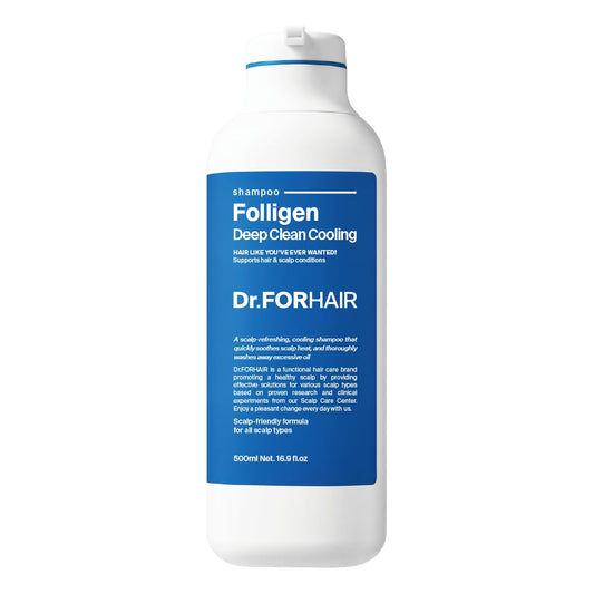 Dr.FORHAIR Folligen Deep Clean Cooling Shampoo | Korean Hair Care | Clarifying & Cooling Scalp Shampoo, Anti Dandruff | For Hair Thickening & Fuller Looking, 16.91 fl oz
