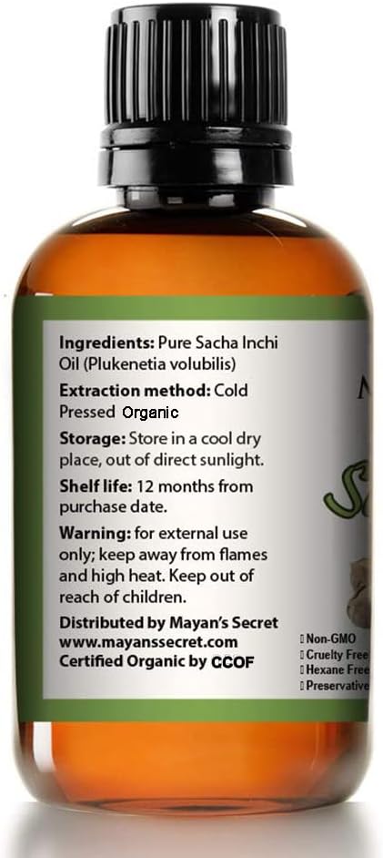 Mayan's Secret Pure Carrier and Essential oils for Skin Care, Hair, Body Moisturizer for Face-Anti Aging Skin Care (Sacha Inchi Oil Organic, 4oz)