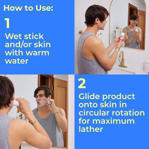 WYOS Shaving Cream Stick, 3 Pack Shaving Soap Bar, Shave Stick, Travel Shaving Cream, Leak & Mess Free, Hydrating Smooth Lather, Sensitive Skin, Travel Size, Clean Formula, Sulfate & Paraben Free