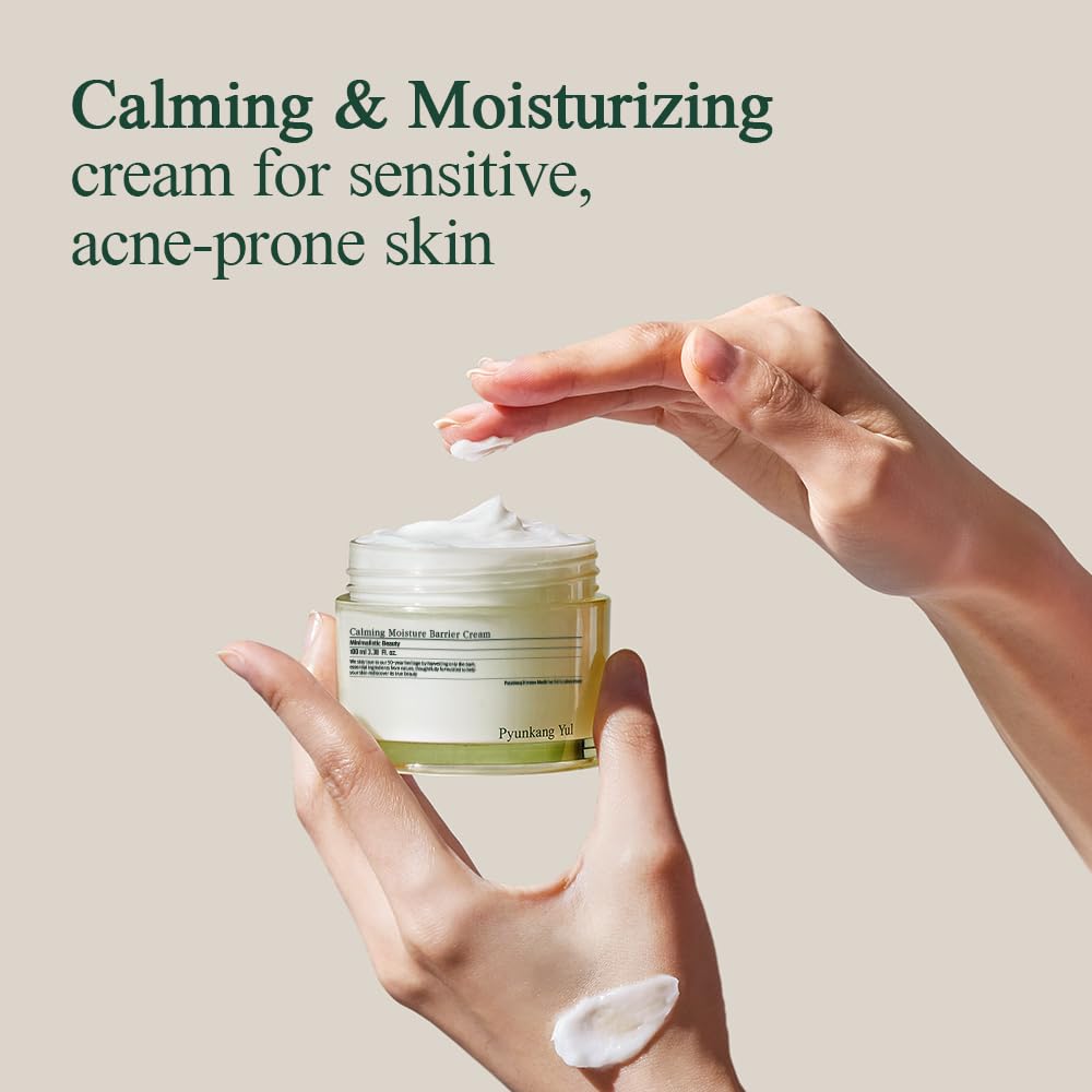 Pyunkang Yul PKY Calming Moisture Barrier Cream Instantly Soothes Sensitive Skin, Hyaluronic Acid & Ceramide for Hydration, Vegan, Korean Skincare (3.38 Fl. Oz, 100ml)