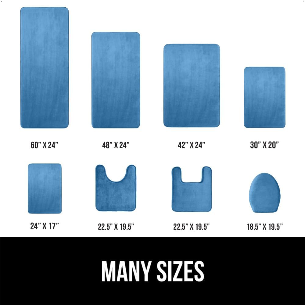 GORILLA GRIP Memory Foam Bath Rugs, Soft Absorbent Velvet Bathroom Mats, Durable Dots on Underside, Machine Washable Bathmat, Carpet Rug Room Decor for Shower Floor, 30x20 Mat, Caribbean Blue