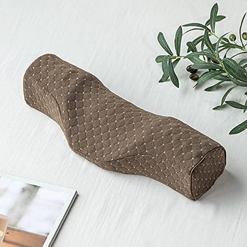 Cervical Neck Pillow for Pain Relief Sleeping, Neck roll Pillow Memory Foam for Stiff Neck Pain Relief ，Travel Bolster Pillow for Bed for Side Sleepers Back Sleeper. (Brown)
