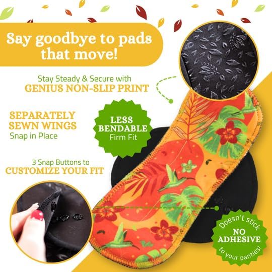 Non-Slip, (Premium) Reusable Menstrual Pads for Light Flow (6 Pack S+M) - Leak Proof & Odor Free Viscose Cloth Pads for Women & Teens - High-Temp Washable, Soft & Skin-Safe for All-Day Period Comfort