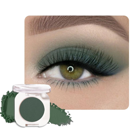 Green Single Matte Eyeshadow Makeup, Neutral Powde Eye Shadow for Women, Forest Green Matte Singles Eyeshadow Palette Pigmented Waterproof, sombras para ojos,Girls Monochrome Eyeshadows Gift 16