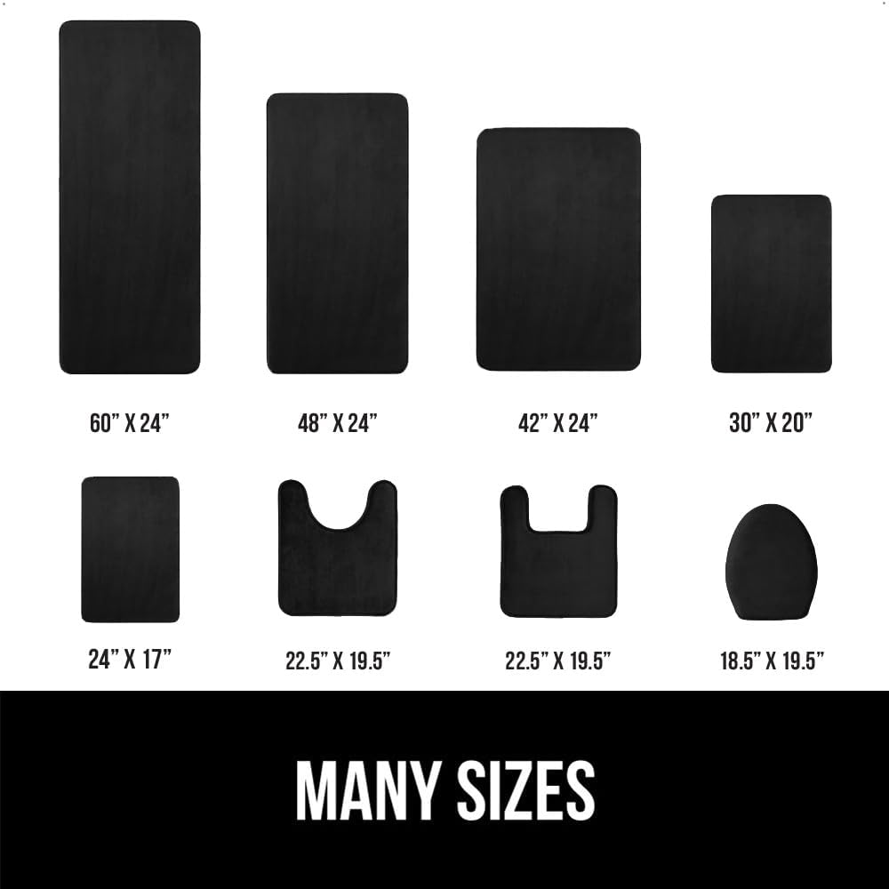 GORILLA GRIP Memory Foam Bath Mat, Soft Absorbent Velvet Bathroom Mats, Durable Dots on Underside, Machine Washable Bathmat, Carpet Rug Room Decor for Shower Tub Floor RV, 36x24 Rugs, Black