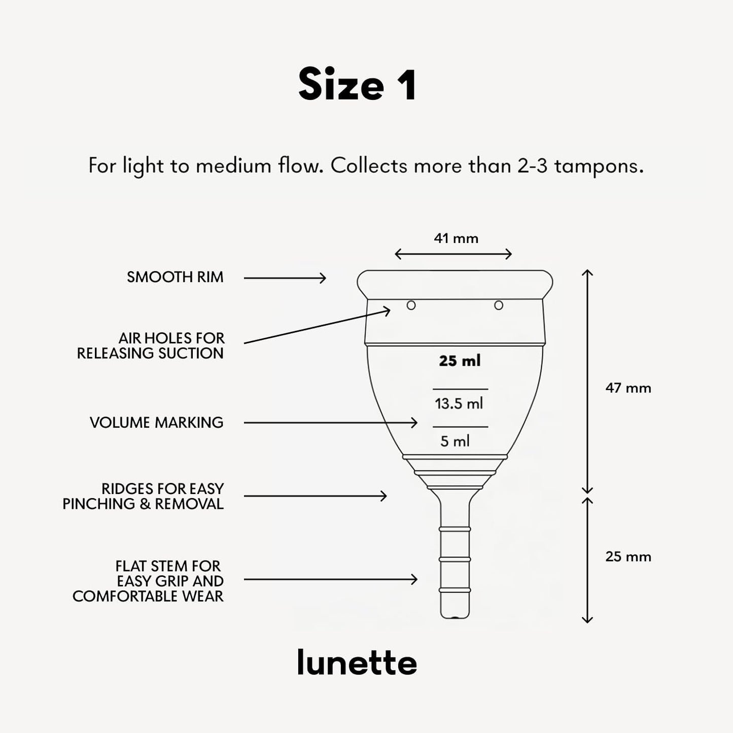 Lunette Menstrual Cup – Best Reusable Period Cup – Wear for 12 Hours and Reuse up to 10 Years, Blue Size 1 for Light to Moderate Flow
