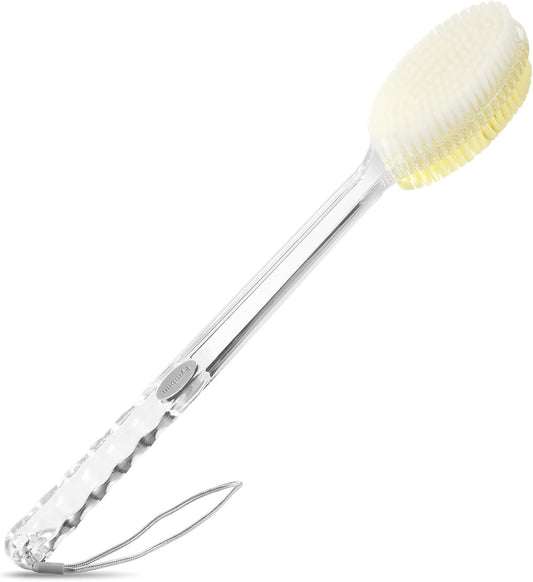 Back Scrubber Long Handle for Shower,Back Brush Dual-Sided with Stiff and Soft Bristles,Body Exfoliator for Bath or Dry Brush