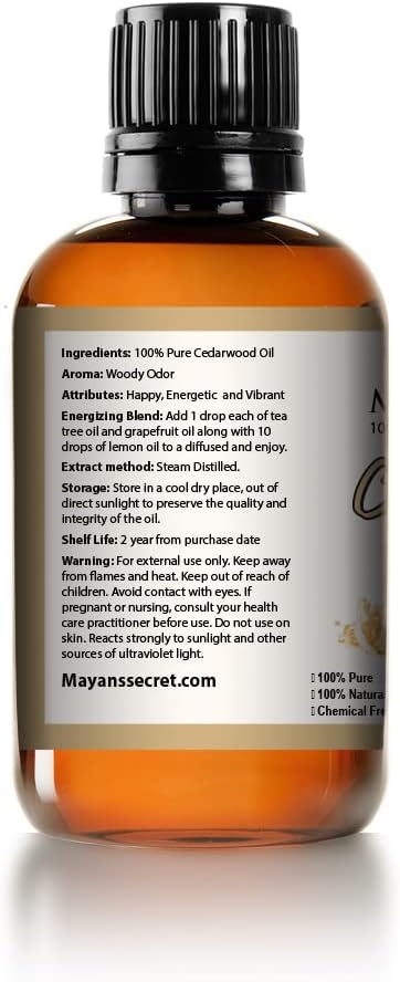 Mayan's Secret - 4oz Pure Cedarwood Essential Oil Organic - 100% Pure