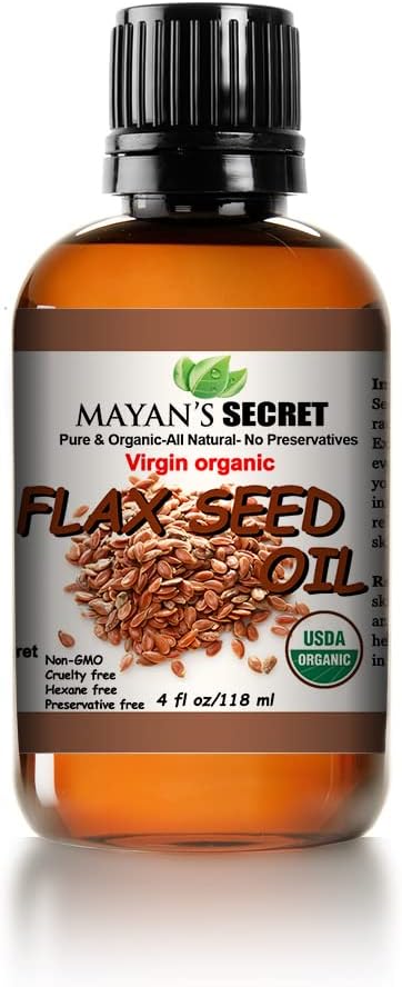 Mayan's Secret Pure Carrier and Essential oils for Skin Care, Hair, Body Moisturizer for Face-Anti Aging Skin Care (Flax Seed Oil Organic, 4oz)