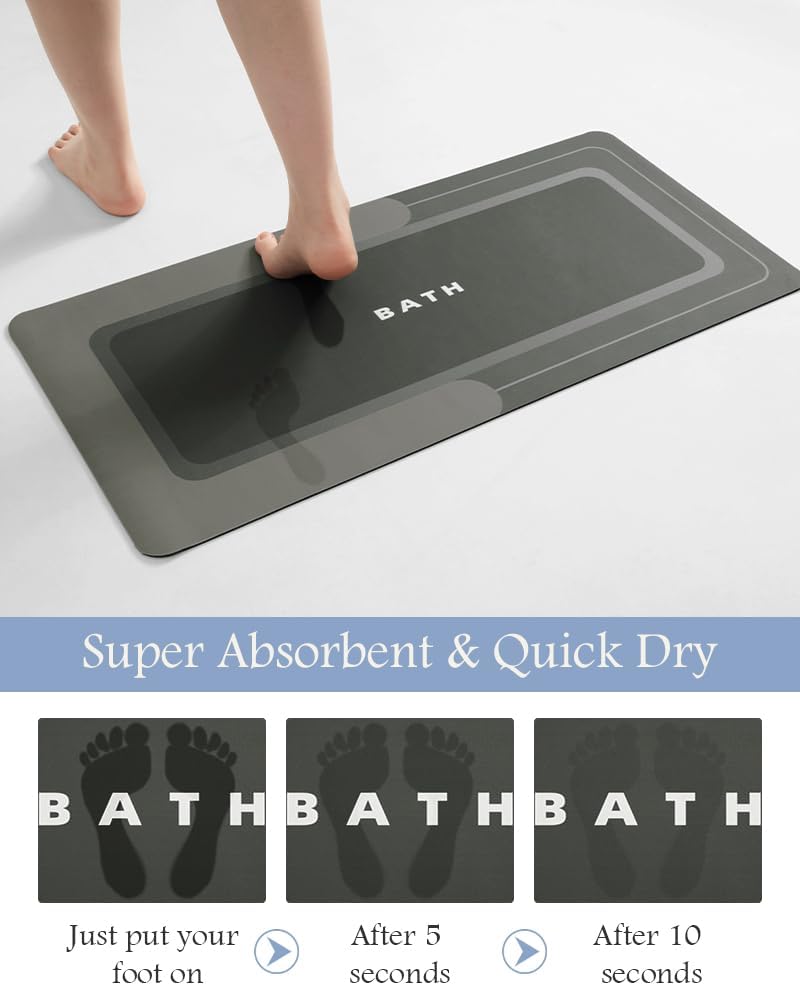MontVoo-Bath Mat-Bathroom Mat Rug Non Slip Super Absorbent Stain Resistant Quick Dry Thin Bathroom Rug-Bath Mats for Bathroom Floor Bathtub Vanity-Bathmat Bath Rug Easy Care