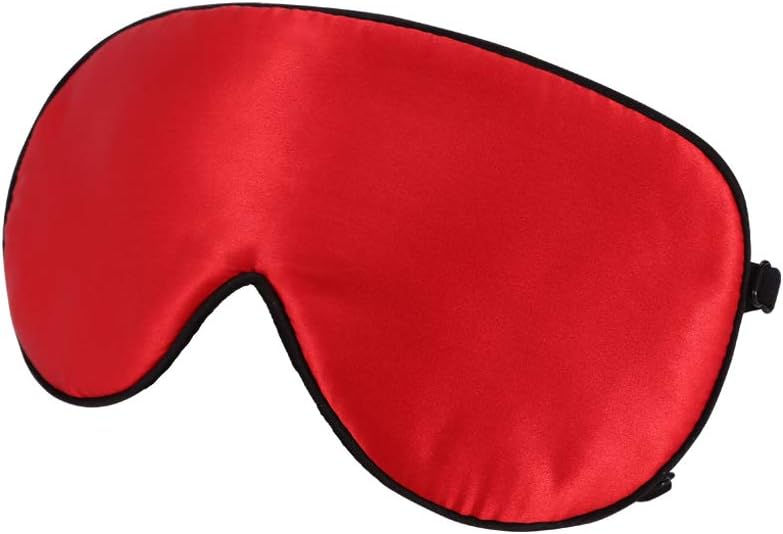 ALASKA BEAR Sleep Mask 2 Straps, Mulberry Silk, Twin Thin Elastic Bands Stay Put All Night, Super-Smooth Slim Eye Mask Two Adjustable Head Strings and Nose Baffle(Red)