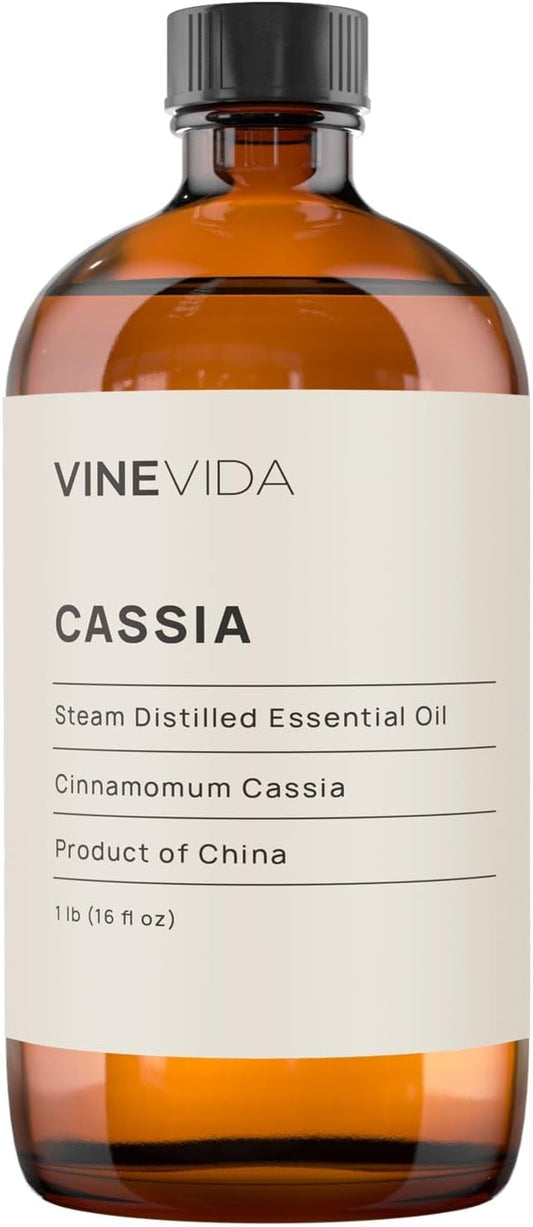 VINEVIDA Cassia Essential Oil 16 oz - Undiluted Cassia Oil 16 oz - Cassia Candle Oil Scent - DIY Candle Scents for Candlemaking - Bulk Essential Oil for Soap Making Safe for Skin