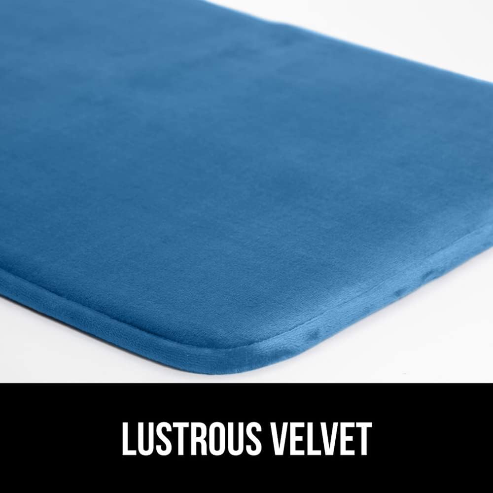 GORILLA GRIP Memory Foam Bath Rugs, Soft Absorbent Velvet Bathroom Mats, Durable Dots on Underside, Machine Washable Bathmat, Carpet Rug Room Decor for Shower Floor, 24x17 Mat, Caribbean Blue