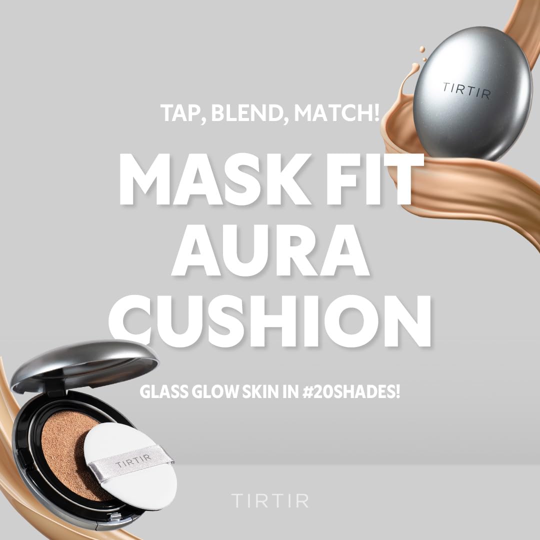 [*Mini Size*] TIRTIR Aura Glow Silver Cushion | Korean Cushion Foundation, (#25N Mocha, 0.15 Fl Oz)