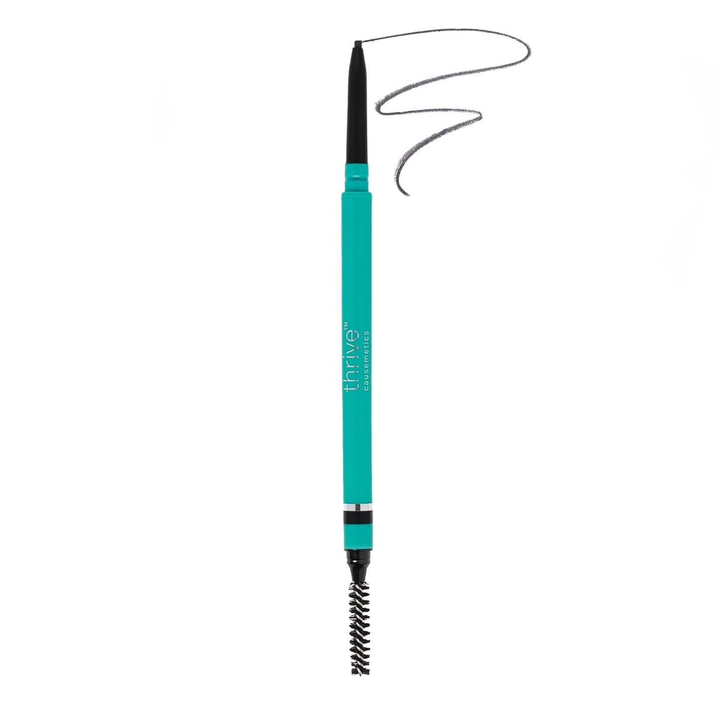 Thrive Causemetics Infinity Waterproof Eyebrow Pencil, Retractable Brow Pencil with Hyaluronic Acid & Shea Butter, Dual Ended Eyebrow Brush Spoolie, Fine Tip, Vegan & Cruelty Free, Tova (Soft Black)