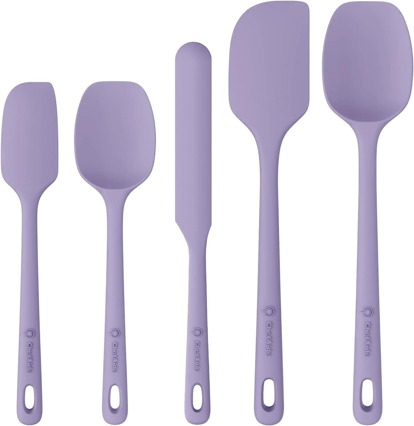5 Pieces Silicone Spatula Set, Food Grade Rubber Spatula, Upgrade Strong Handle with Ergonomic Grip, Heat Resistant Up to 600°F for Nonstick Cookware, Cooking Purple