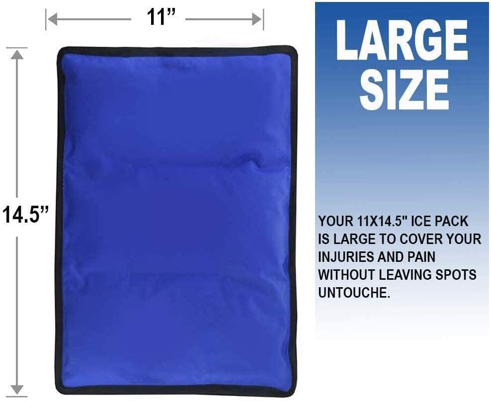 rester's choice Ice Pack for Injuries Reusable, Soft Gel Flexible - (Large: 11"x14.5") for Hip, Shoulder, Knee, Back - Comfy Cold Pack Compress for Swelling, Bruises, Surgery (Black, 1 Pack)
