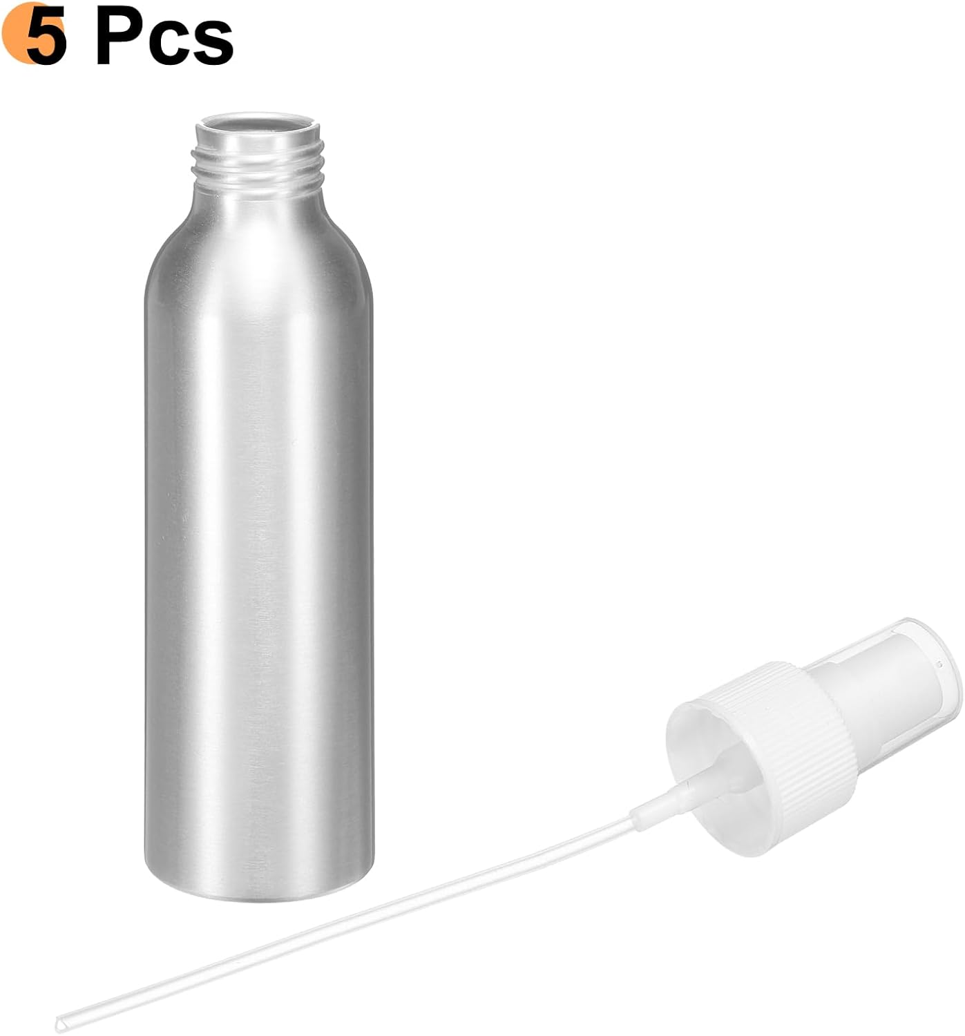 HARFINGTON 5pcs Aluminum Fine Mist Spray Bottles 120ml/4oz Metal Small Liquid Alcohol Refillable Travel Container with White Plastic Nozzle Cap for Perfume Skincare Cosmetic Storage Bottle