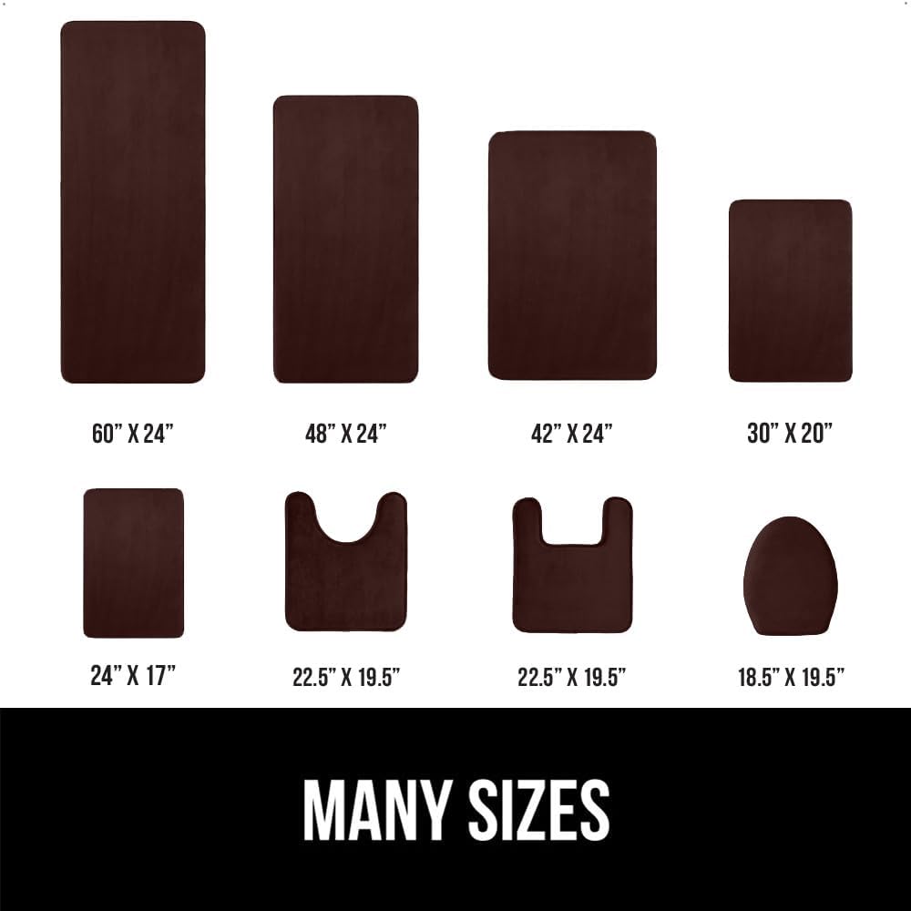 GORILLA GRIP Memory Foam Bath Mat, Soft Absorbent Velvet Bathroom Mats, Durable Dots on Underside, Machine Washable Bathmat, Carpet Rug Room Decor for Shower Tub Floor RV, 42x24 Rugs, Brown