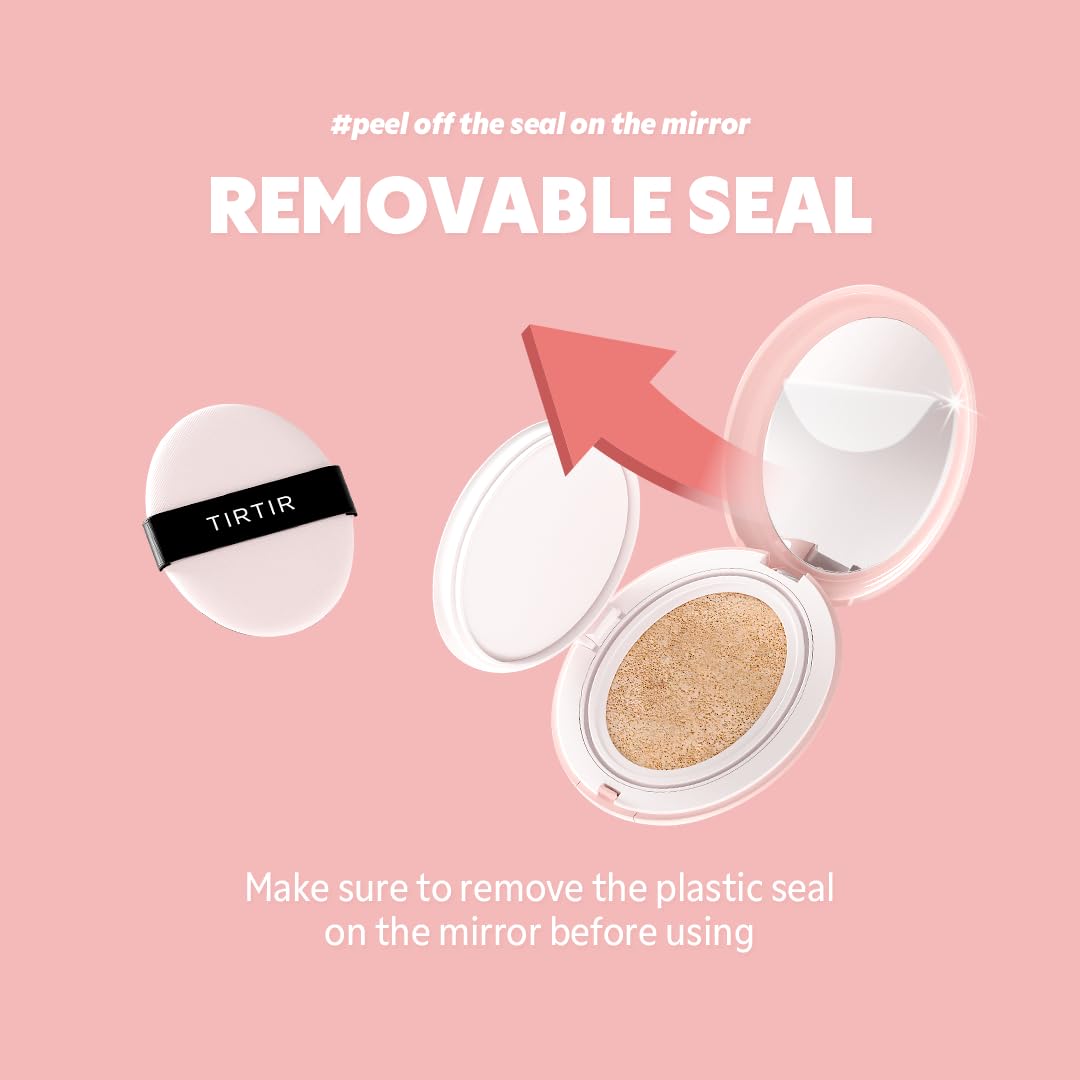 [*Mini Size*] TIRTIR All Cover Pink Cushion | Korean Cushion Foundation, (#21C Cool Ivory, 0.15 Fl Oz)