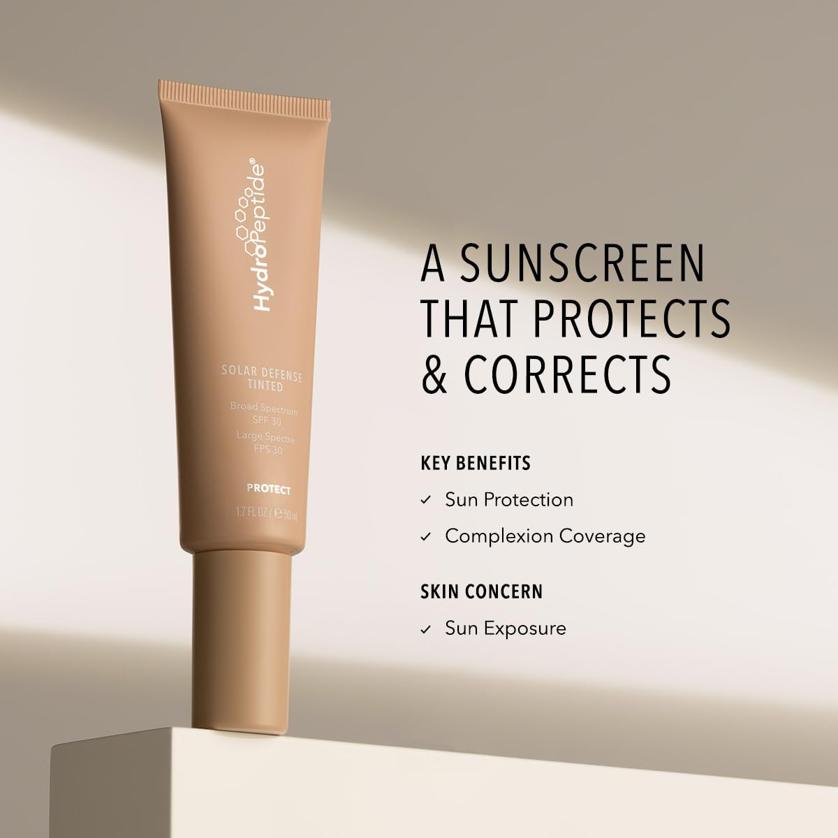 HydroPeptide Solar Defense Tinted Moisturizer with Sunscreen, SPF 30 Face Antioxidant 1.7 Ounce