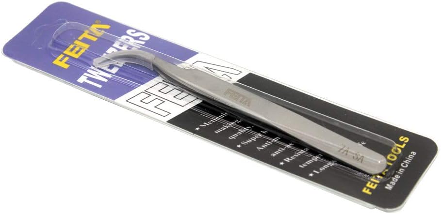 Individual C-Shaped Tip Lashes Tweezer - FEITA Professional Stainless Steel Curved Tweezers Precision for 3D Volume Eyelashes Extensions (1 Pc)