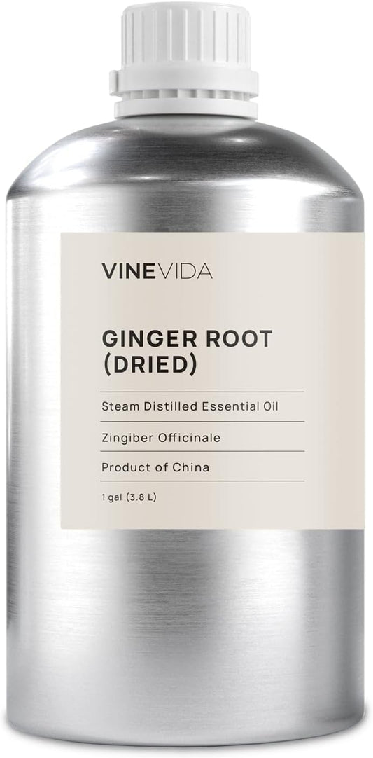 VINEVIDA Dried Ginger Root Essential Oil - Gallon Ginger Root Oil Undiluted - Bulk Gallon Essential Oil for Soap Making Safe for Skin - DIY Candle Scents for Candlemaking Scents - 8 lbs