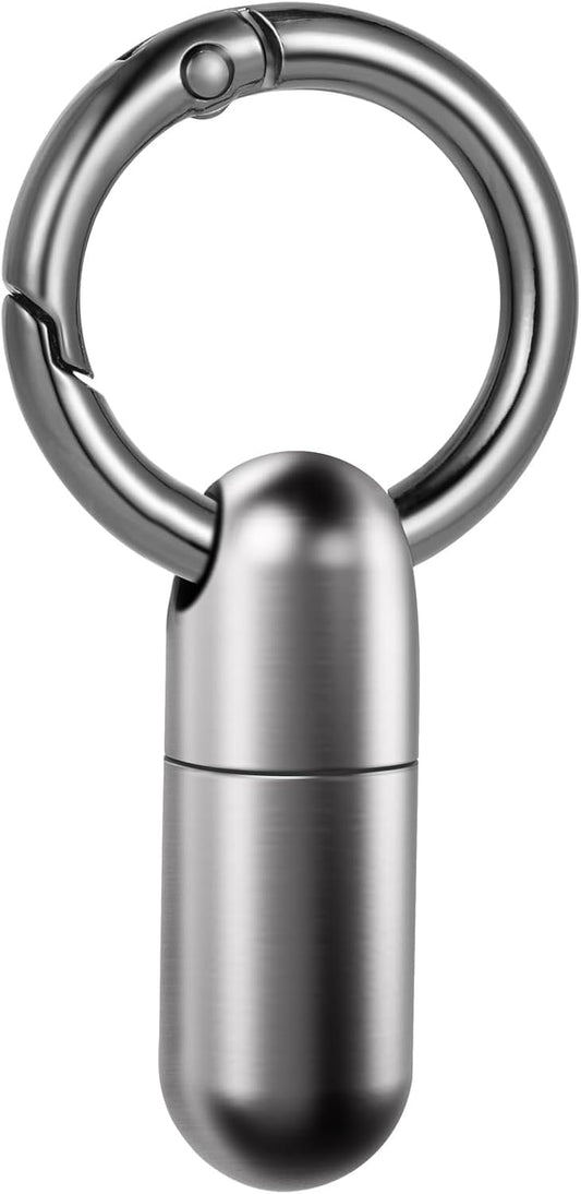 Titanium Keychain Pill Holder Waterproof Lightweight Portable Pocket Mini Pill Case for Emergency Medicine Travel Fits Daily Purse Wallet Small Pill Box Containers (Small)