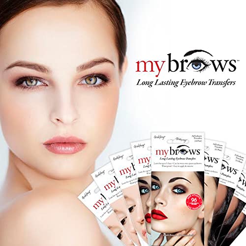 Godefroy MyBrows Long Lasting Eyebrow Transfers, Medium Arch, Light Brown, 48-Pairs of Brows (96 Individual transfers)