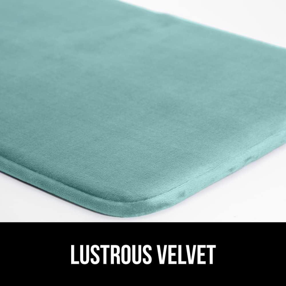 GORILLA GRIP Memory Foam Bath Mat, Soft Absorbent Velvet Bathroom Mats, Durable Dots on Underside, Machine Washable Bathmat, Carpet Rug Room Decor for Shower Tub Floor RV, 30x20 Rugs, Seablue