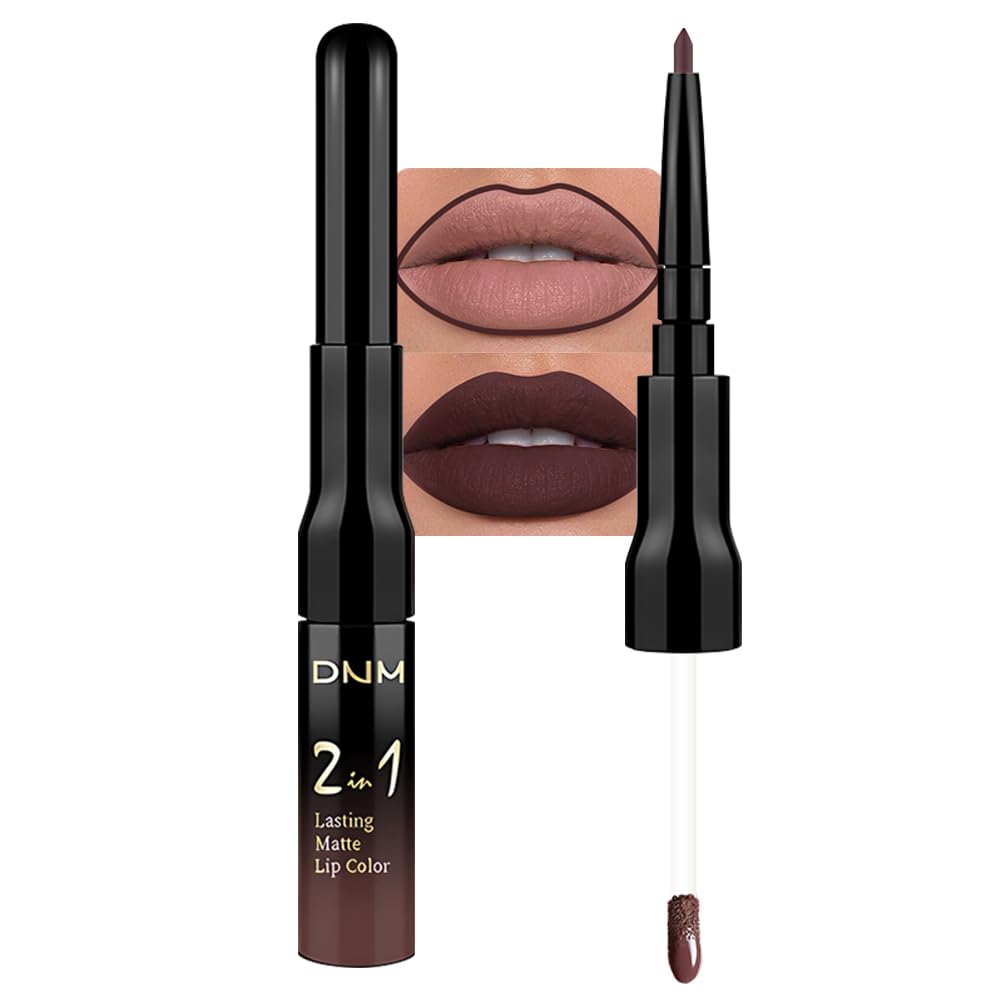 evpct 1Pcs Dark Deep Brown Chocolate Matte Lip Liner and Liquid Lipstick Stain Makeup Set for women, Long Lasting Smudge Proof Lipstick labiales matte mate larga duracion listip 24 hours originales,04