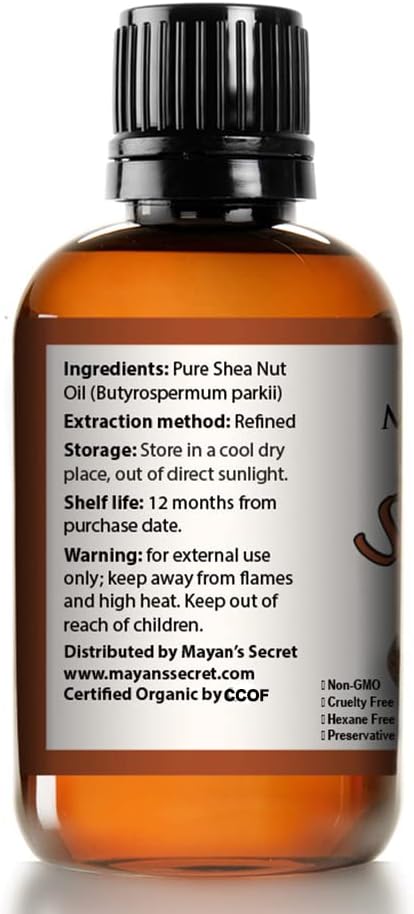 Mayan's Secret Pure Carrier and Essential oils for Skin Care, Hair, Body Moisturizer for Face-Anti Aging Skin Care (Shea Nut Oil Organic, 4oz)