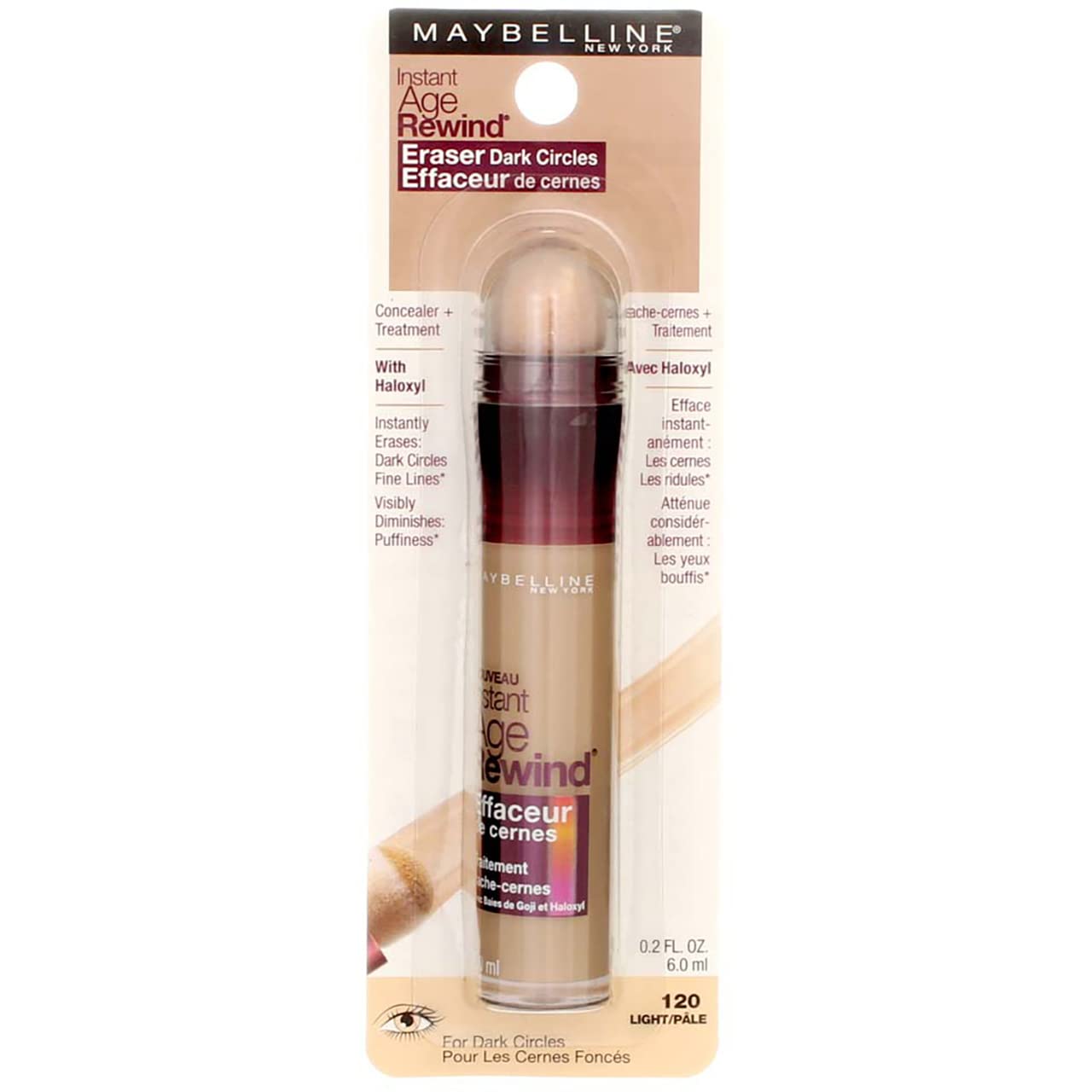 Maybelline Instant Age Rewind Eraser Dark Circles Treatment Concealer, Light 0.2 oz (Pack of 6)