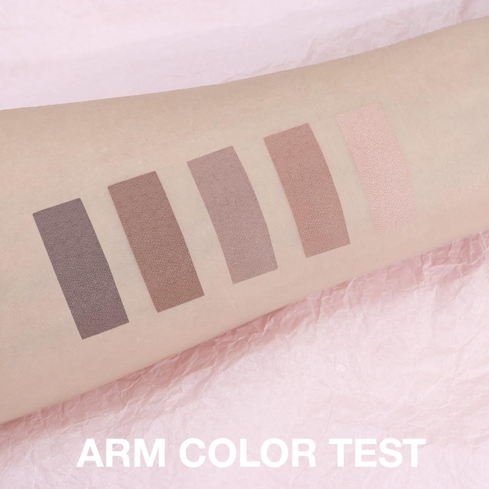 Neutral Nude Brown Eyeshadow Palette, 5 Matte Shades from Cream to Charcoal, Smooth Blendable Texture, Everyday to Smoky Glam Eye Makeup, Travel-Friendly Compact for Daily Looks 06#