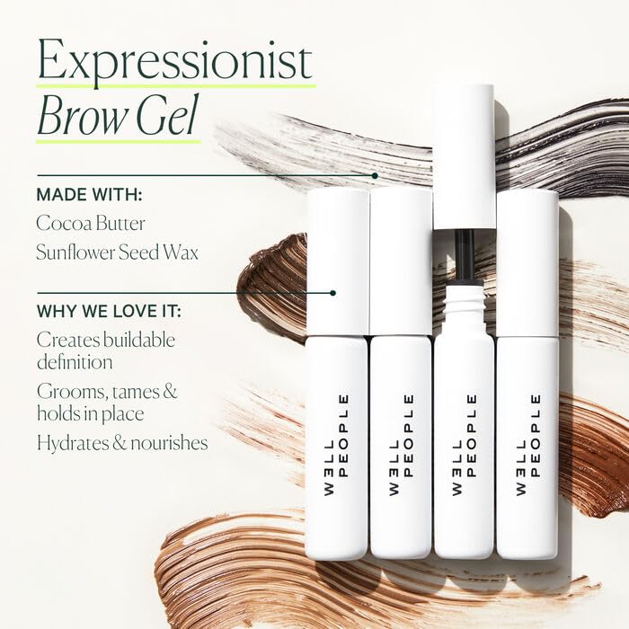 Well People Expressionist Brow Gel, Conditioning Gel For Thickening & Filling In Brows, Creates Fuller-looking Brows, Vegan & Cruelty-free, Dark Brown