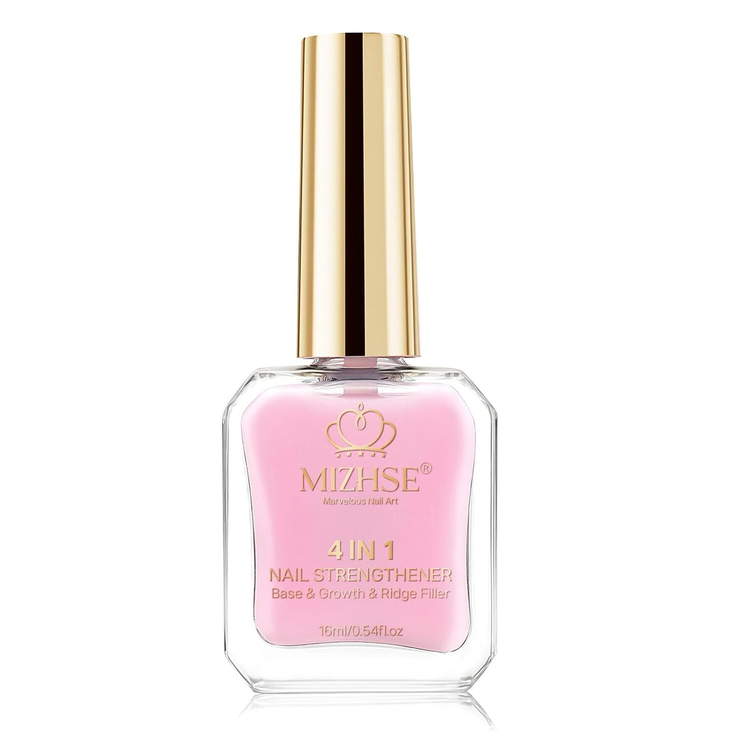 MIZHSE Nail Strengthener, Light Pink Air Dry Nail Repair Treatment Growth Polish, Natural Concealer Ridge Filler for Nails Foundation Polish for Thin and Damaged Nails 16ML