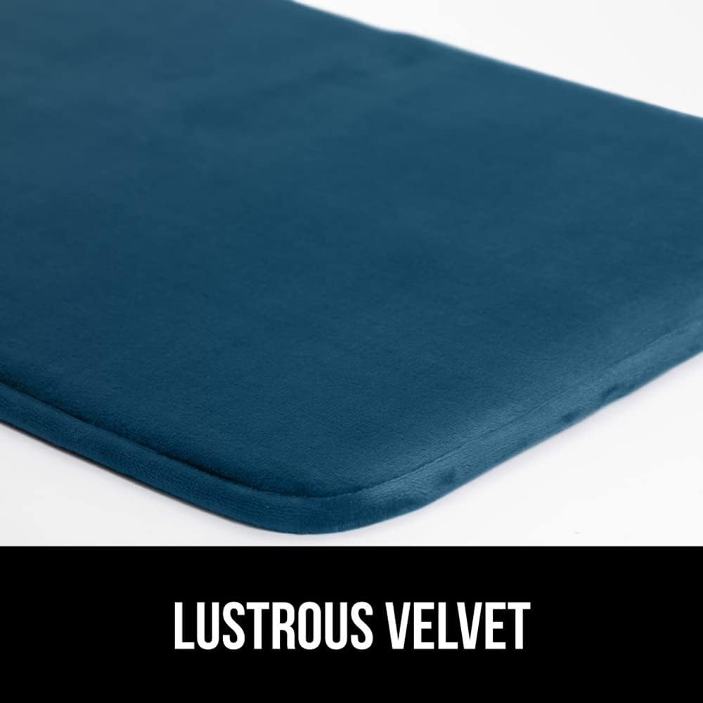 GORILLA GRIP Memory Foam Bath Mat, Soft Absorbent Velvet Bathroom Mats, Durable Dots on Underside, Machine Washable Bathmat, Carpet Rug Room Decor for Shower Tub Floor RV, 42x24 Rugs, Blue