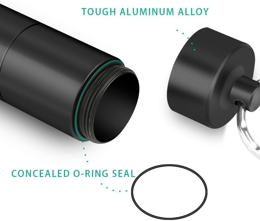 Opret 2 Pack Keychain Pill Holder, 3 Compartments Metal Small Pill Case, Waterproof Portable Travel Pill Box, Pill Container for Purse, Matte Black & Silver