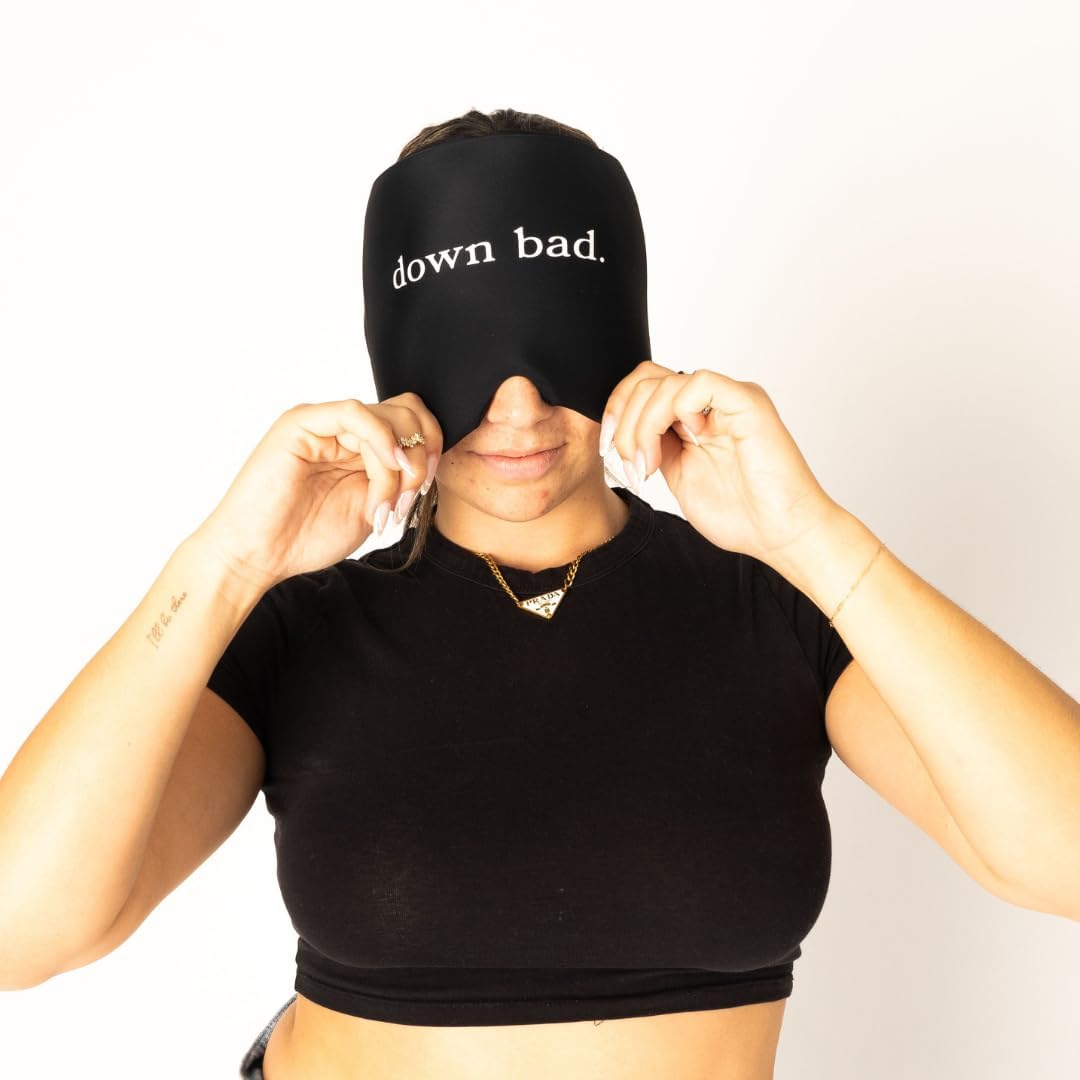 Huggs Migraine Relief Cap - Down Bad - Cooling Gel Head Wrap, Cold Compress Cap for Headache, Stress, & Tension