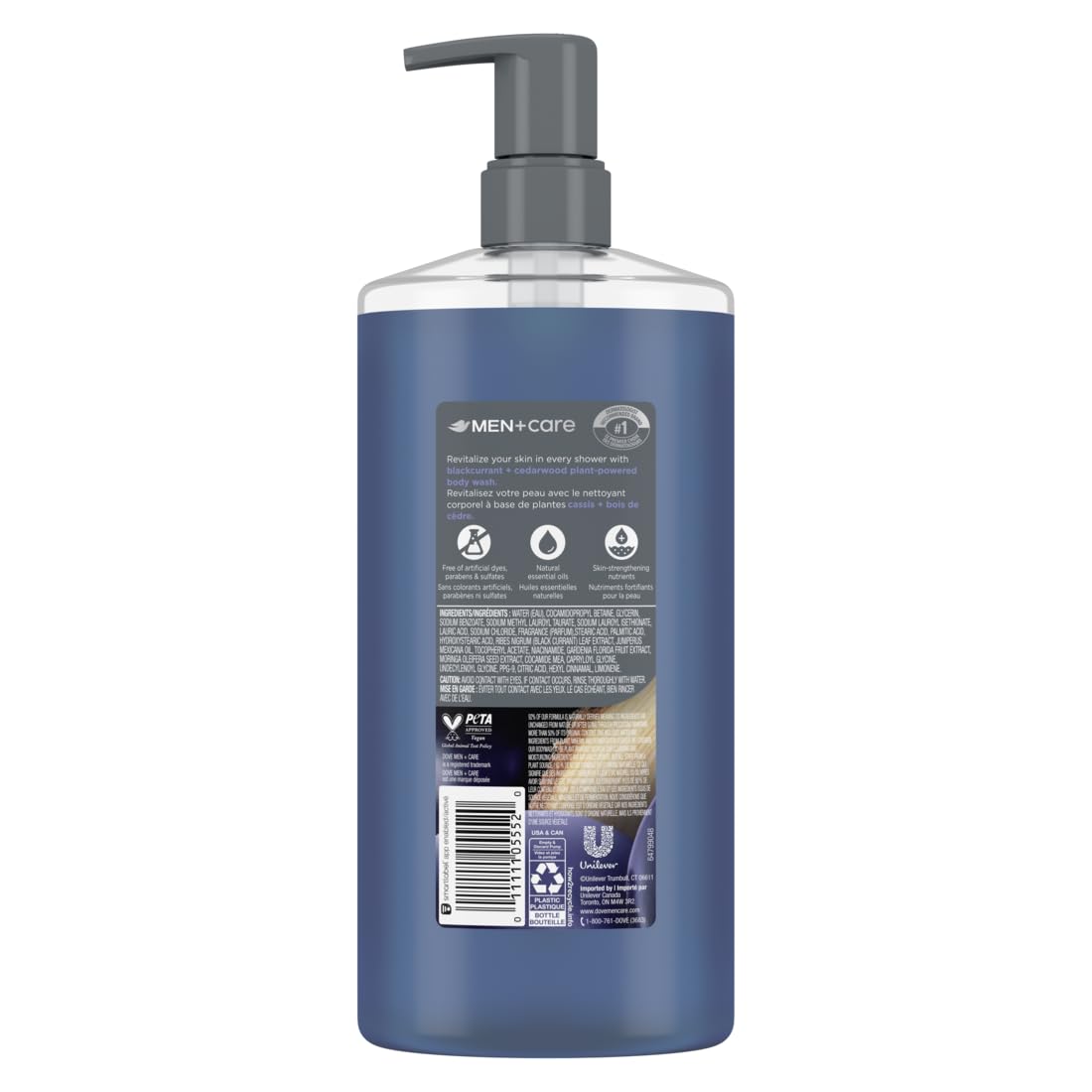 DOVE MEN + CARE Blackcurrant + Cedarwood Plant-Based Moisturizing Body Wash for Men, 26oz