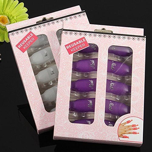 10pc Professional Plastic Acrylic Nail Art Soak Off Cap Clip Uv Gel Polish Remover Wrap Cleaner Clip Cap Tool (Purple)
