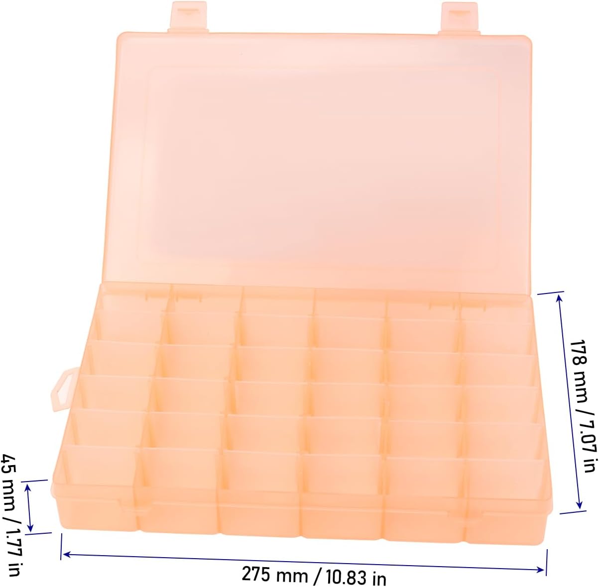 KINJOEK 8 PCS 36 Grids Bead Organizer Storage Containers with Adjustable Divider Small Tackle Box Clear Plastic Jewelry Earring Diamond Parts for Craft Art DIY Nail Sewing Thread Accessories