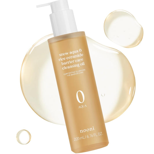 NOONI Korean Cleansing Oil – Snow Aqua 0 Rice Ceramide Barrier Care Cleansing Oil | Makeup Remover, Face Wash, Gentle Facial Cleanser, Pore Care, Korean Skin Care, Vegan, 6.76 Fl Oz