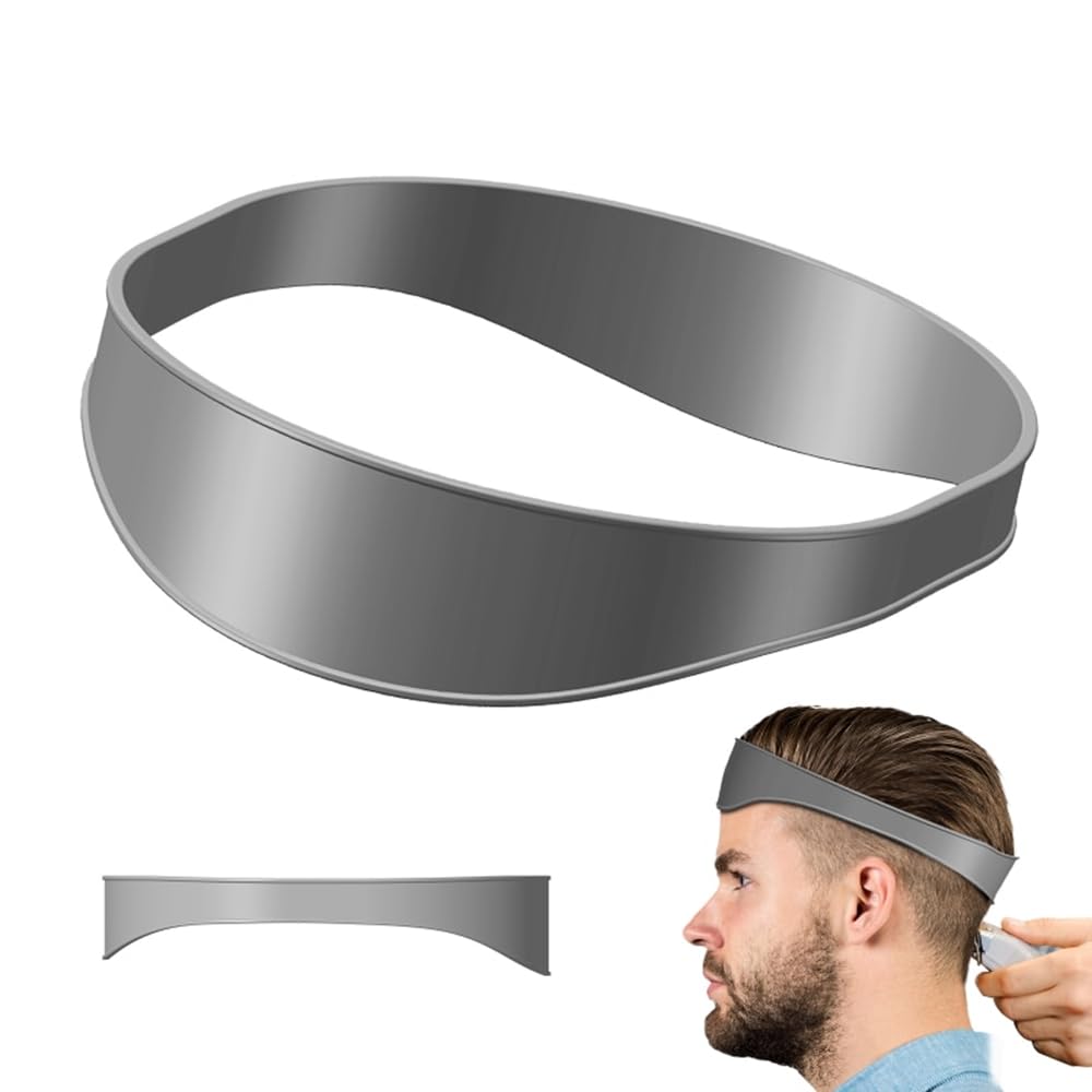 Soft Silicone Neckline Trimming Template, Curved Neck Hair Shaving Guide - DIY Home Haircuts (Grey)