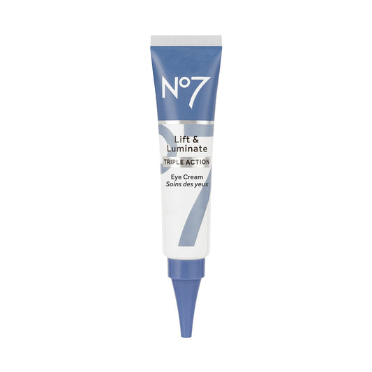 No7 Lift & Luminate Triple Action Under Eye Cream - Dark Circles Under Eye Treatment with Vitamin C & Collagen Peptide Technology - Helps Reduce Puffiness, Bags & the Appearance of Wrinkles (0.5 Oz)