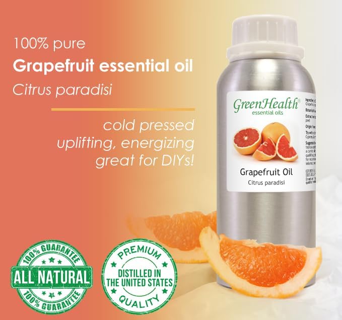 Grapefruit Essential Oil - 16 fl oz (473 ml) Amber Glass Bottle - 100% Pure Essential Oil - GreenHealth