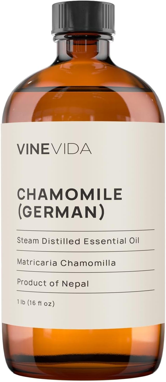 VINEVIDA Chamomile German Essential Oil 16 oz - Undiluted Chamomile Oil 16 oz - Chamomile Candle Oil Scent - DIY Candle Scents for Candlemaking - Bulk Essential Oil for Soap Making Safe for Skin