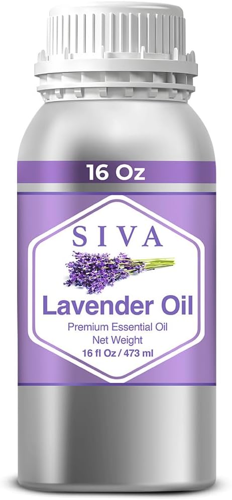 Siva Lavender Essential Oil – 16 Fl Oz – 100% Natural Lavender Oil - for Diffuser, Hair Care, Face, Skin Care, Aromatherapy, Scalp and Body Massage, Soap and Candle Making